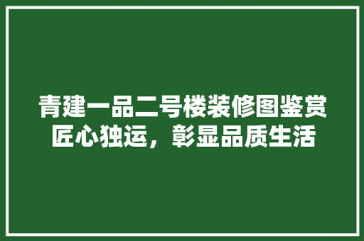 青建一品二号楼装修图鉴赏匠心独运，彰显品质生活