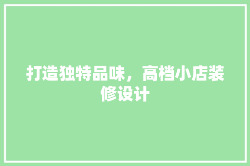 打造独特品味，高档小店装修设计