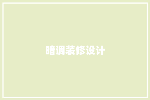 暗调装修设计