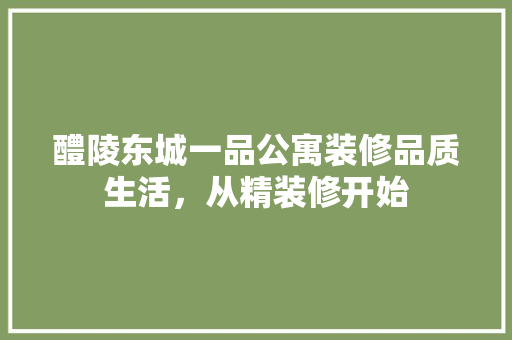 醴陵东城一品公寓装修品质生活，从精装修开始