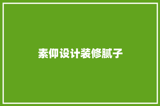 素仰设计装修腻子