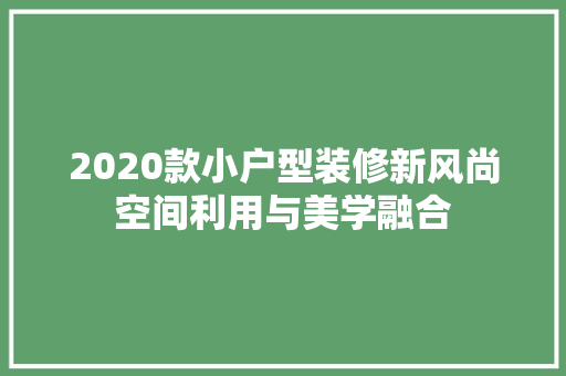 2020款小户型装修新风尚空间利用与美学融合