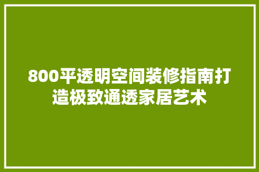 800平透明空间装修指南打造极致通透家居艺术