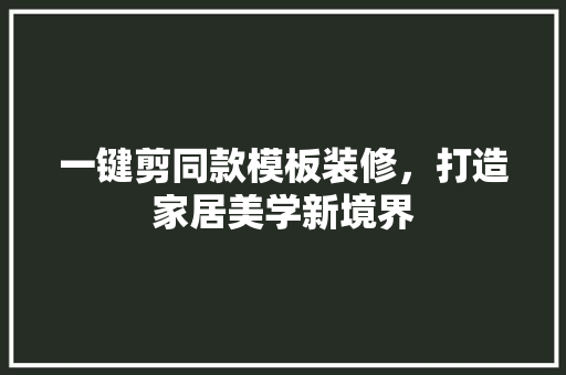 一键剪同款模板装修，打造家居美学新境界