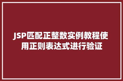 JSP匹配正整数实例教程使用正则表达式进行验证