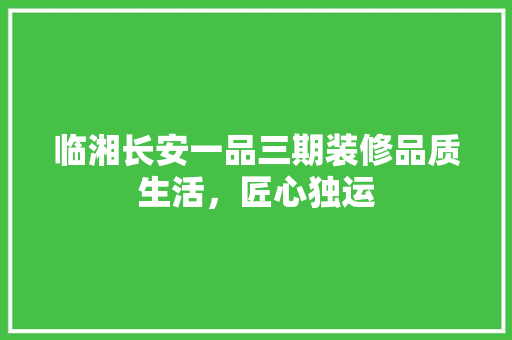 临湘长安一品三期装修品质生活，匠心独运