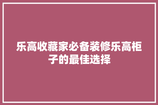 乐高收藏家必备装修乐高柜子的最佳选择