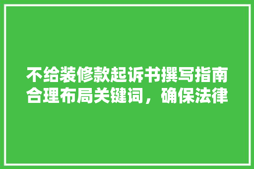 不给装修款起诉书撰写指南合理布局关键词，确保法律维权之路畅通无阻