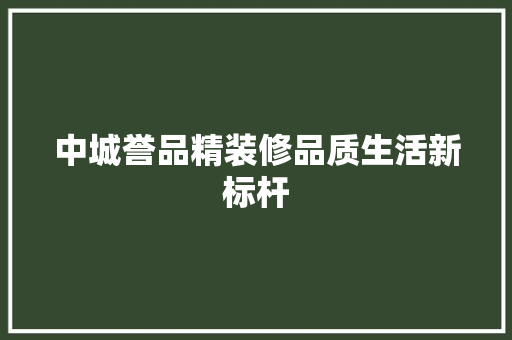 中城誉品精装修品质生活新标杆