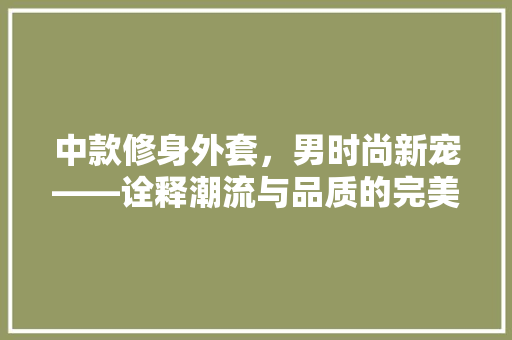 中款修身外套，男时尚新宠——诠释潮流与品质的完美融合