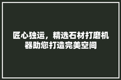 匠心独运，精选石材打磨机器助您打造完美空间