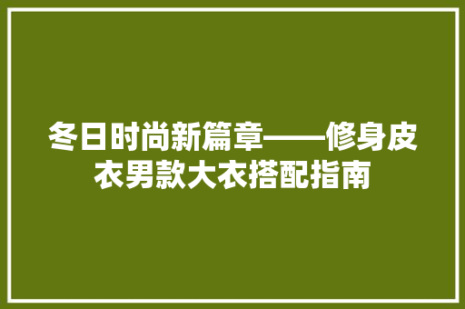 冬日时尚新篇章——修身皮衣男款大衣搭配指南