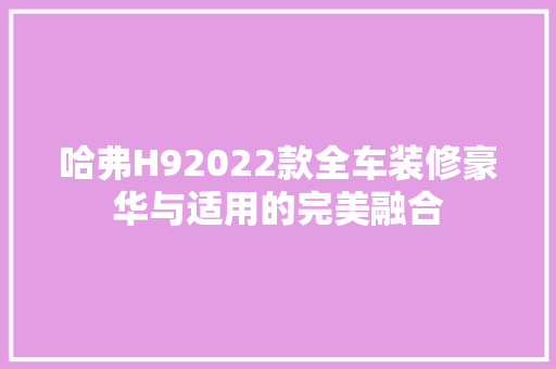 哈弗H92022款全车装修豪华与适用的完美融合