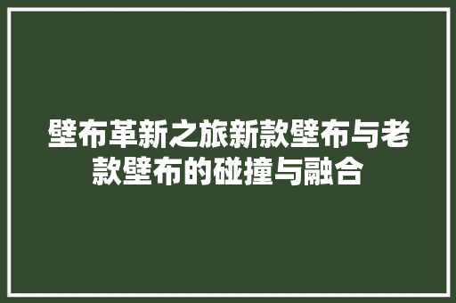 壁布革新之旅新款壁布与老款壁布的碰撞与融合