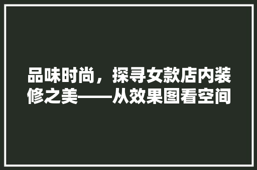品味时尚，探寻女款店内装修之美——从效果图看空间设计艺术