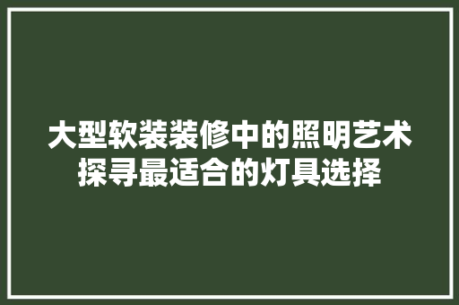大型软装装修中的照明艺术探寻最适合的灯具选择