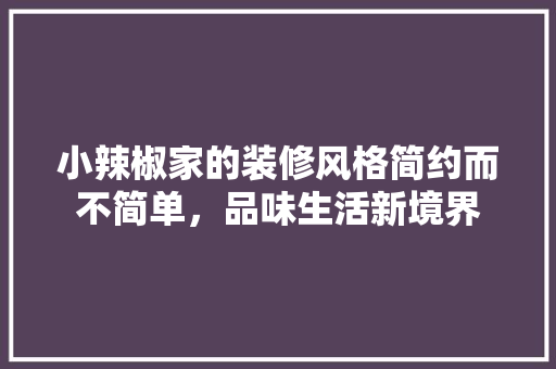 小辣椒家的装修风格简约而不简单，品味生活新境界
