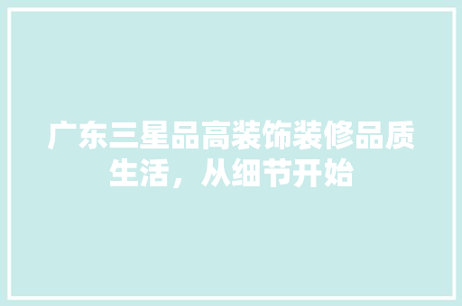 广东三星品高装饰装修品质生活，从细节开始