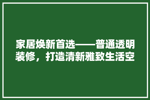 家居焕新首选——普通透明装修，打造清新雅致生活空间