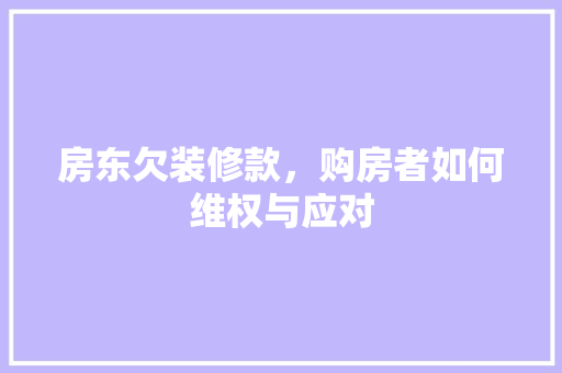 房东欠装修款，购房者如何维权与应对