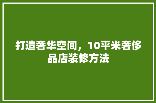 打造奢华空间，10平米奢侈品店装修方法  第1张