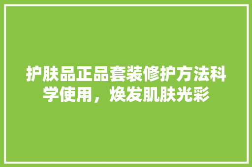 护肤品正品套装修护方法科学使用，焕发肌肤光彩