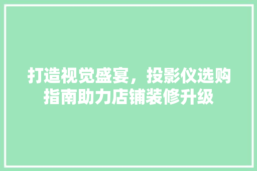 打造视觉盛宴，投影仪选购指南助力店铺装修升级