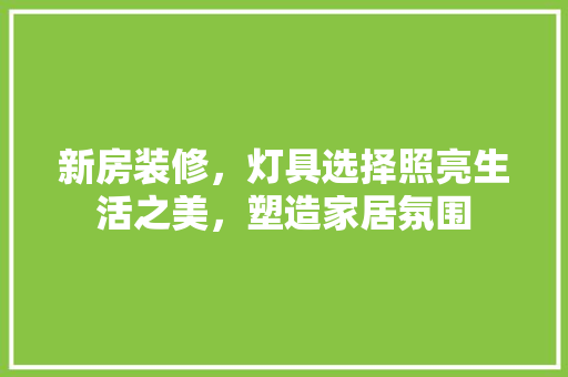 新房装修，灯具选择照亮生活之美，塑造家居氛围