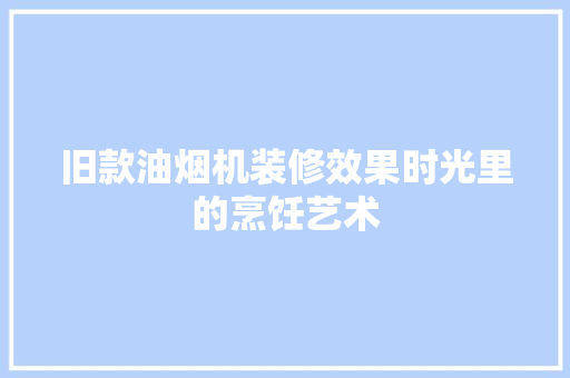 旧款油烟机装修效果时光里的烹饪艺术