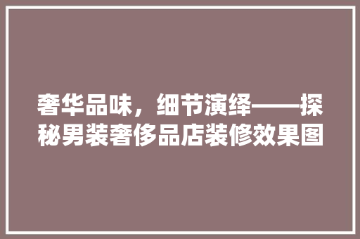奢华品味，细节演绎——探秘男装奢侈品店装修效果图