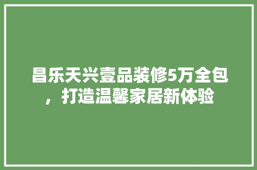 昌乐天兴壹品装修5万全包，打造温馨家居新体验