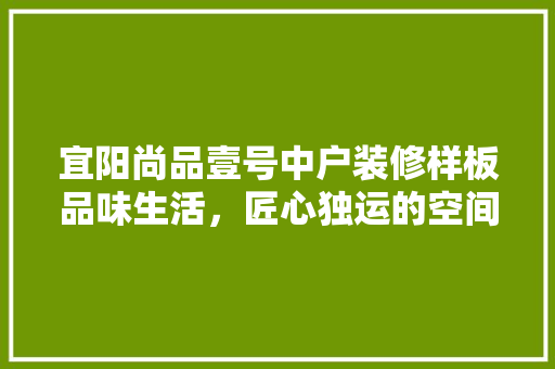 宜阳尚品壹号中户装修样板品味生活，匠心独运的空间艺术