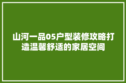 山河一品05户型装修攻略打造温馨舒适的家居空间