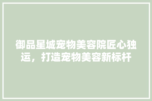 御品星城宠物美容院匠心独运，打造宠物美容新标杆