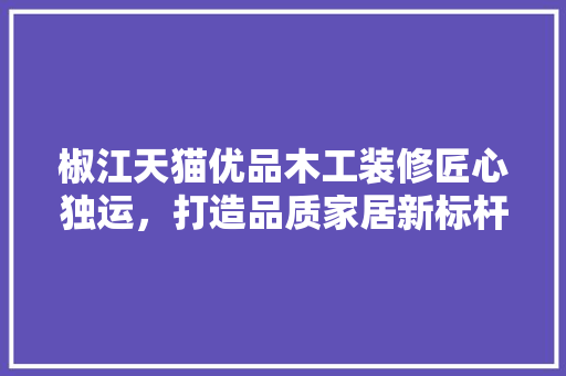 椒江天猫优品木工装修匠心独运，打造品质家居新标杆