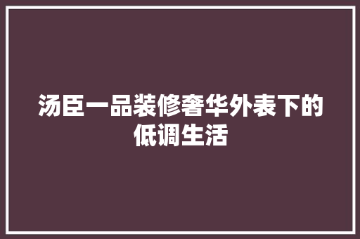 汤臣一品装修奢华外表下的低调生活