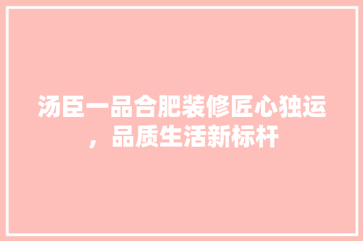 汤臣一品合肥装修匠心独运，品质生活新标杆