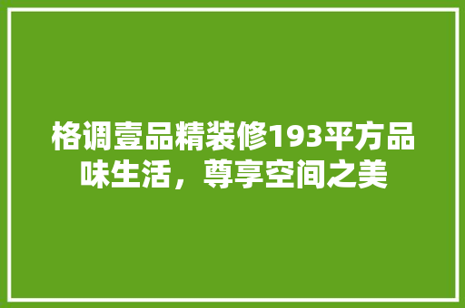 格调壹品精装修193平方品味生活，尊享空间之美
