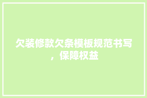 欠装修款欠条模板规范书写，保障权益