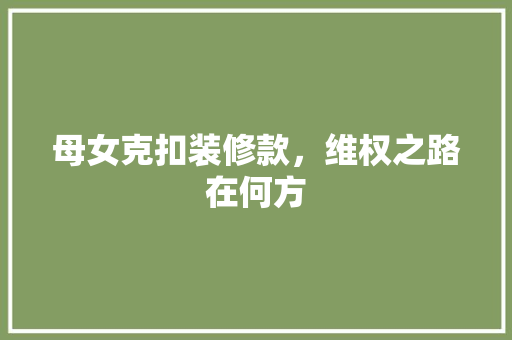 母女克扣装修款，维权之路在何方