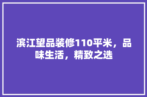 滨江望品装修110平米，品味生活，精致之选