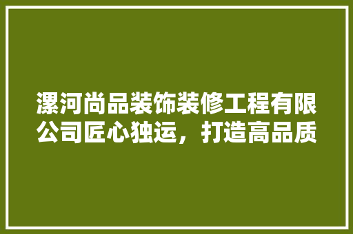 漯河尚品装饰装修工程有限公司匠心独运，打造高品质家居环境