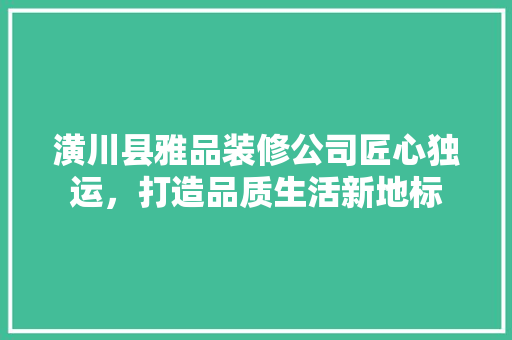 潢川县雅品装修公司匠心独运，打造品质生活新地标