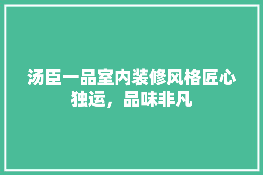 汤臣一品室内装修风格匠心独运，品味非凡
