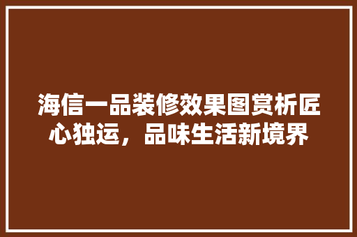 海信一品装修效果图赏析匠心独运，品味生活新境界