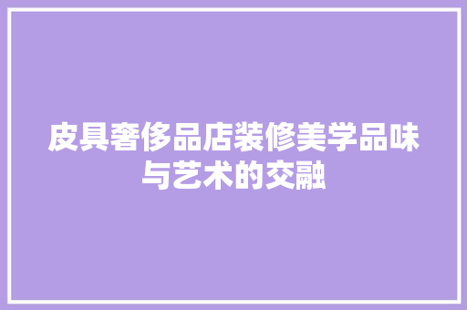 皮具奢侈品店装修美学品味与艺术的交融