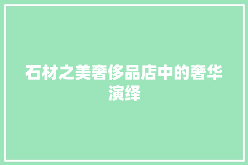 石材之美奢侈品店中的奢华演绎