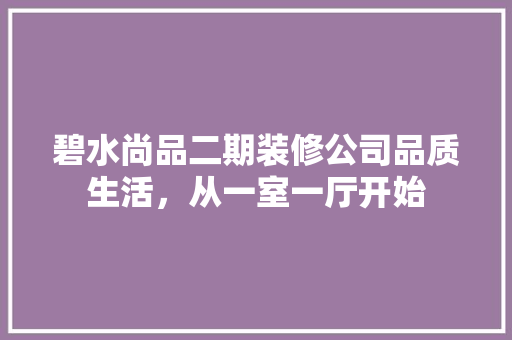 碧水尚品二期装修公司品质生活，从一室一厅开始  第1张