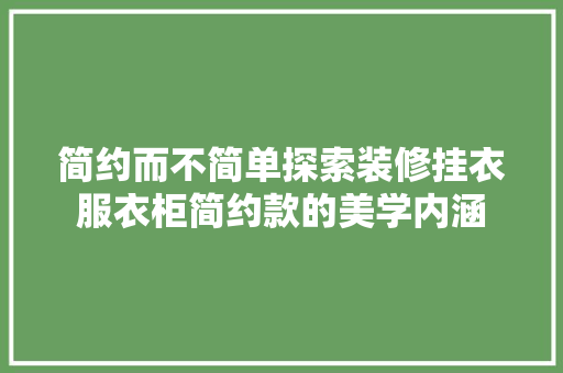 简约而不简单探索装修挂衣服衣柜简约款的美学内涵
