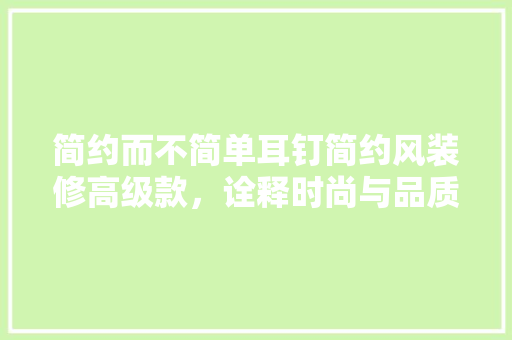 简约而不简单耳钉简约风装修高级款，诠释时尚与品质的完美结合